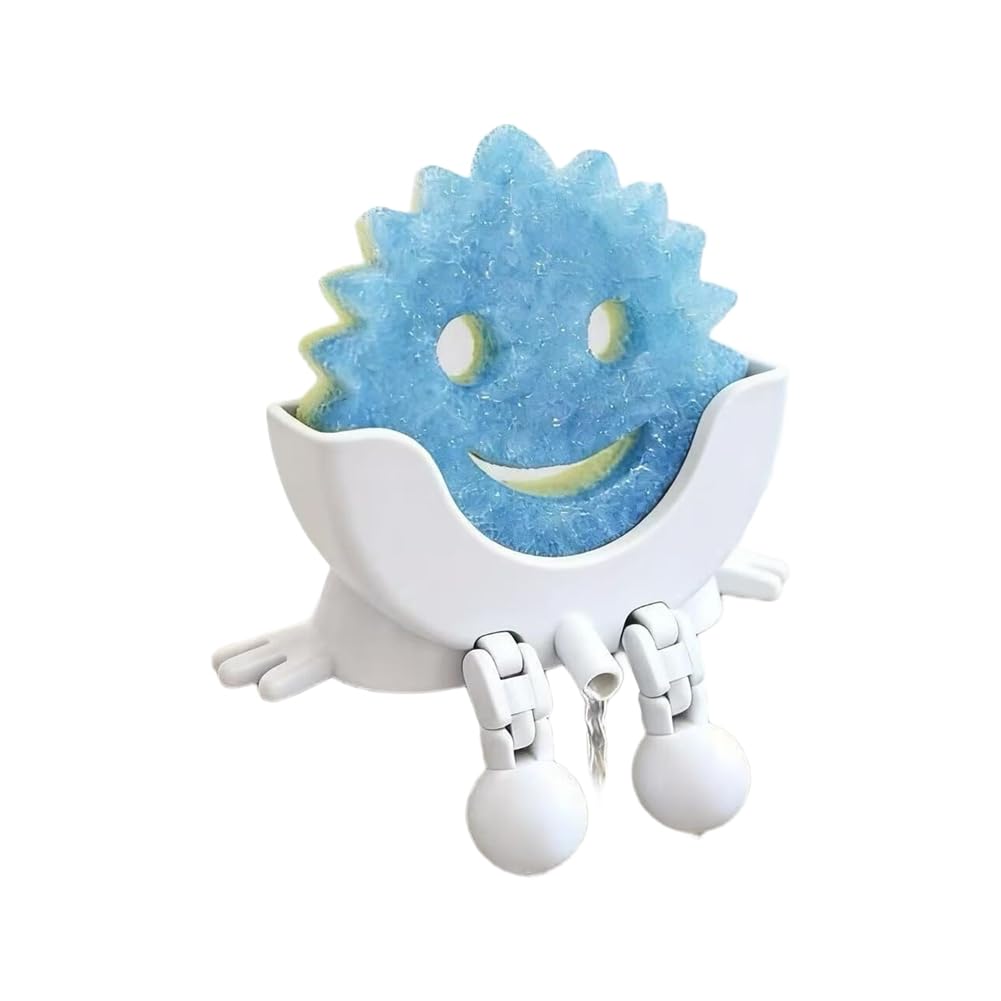 UDSKNV[KSL Cute Hanging Sponge Holder with Drainage, Peeing Scrub Sponge Holder, Ponge Holder for Kitchen Sink White