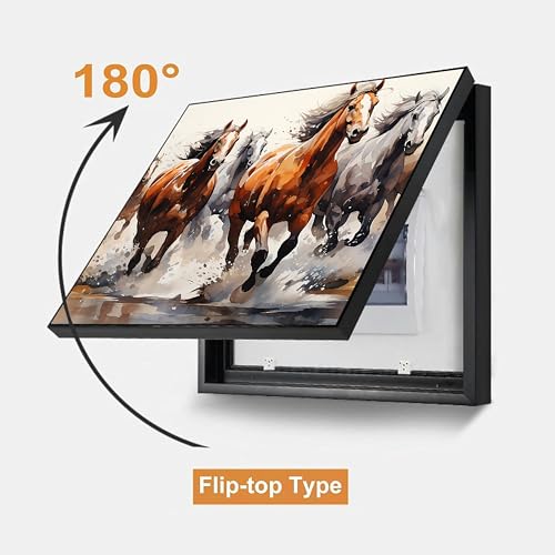 Image of Electric MCB Box Cover Frame With Hydraulic Decorative Painting Running Horse Painting Electrical Panel box Cover, Switch Box Frame Will Fit Max 10x14 inch Switch Board, Outer Size 13X17 Inch