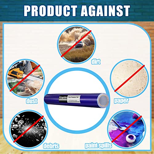 Floor Protection Film, Blue Floor Protector Film Roll Self Adhesive Transparent Floor Protection Film Covering For Hardwood Floor, Tile, And Hard Surfaces (36 Inches X 200 Feet) #TOP6