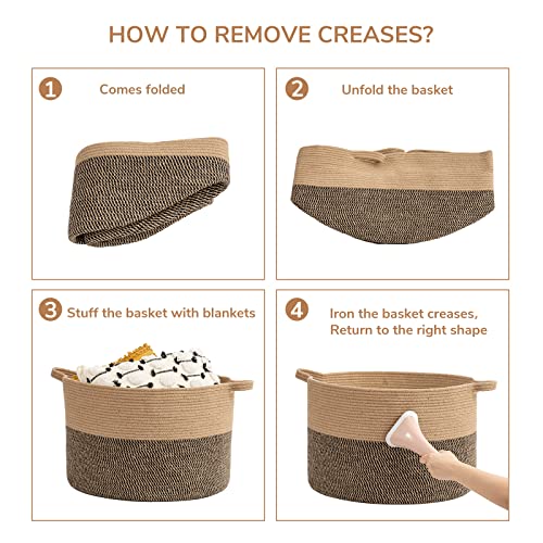 Indressme Extra Large Woven Baskets For Storage, 21.7 X 13.8 Blanket Basket Living Room Wicker Storage Basket For Organizing Woven Laundry Basket For Toy Pillow Shoe Basket For Entryway, Black Jute #TOP7