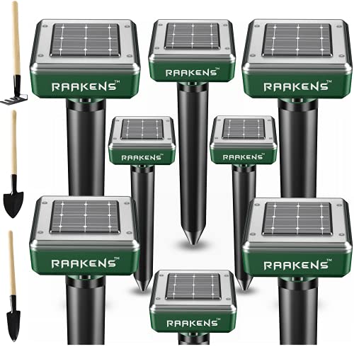 Solar Mole Repellent Ultrasonic 8 Pack Outdoor Powered Sonic Deterrent - Mole Stopper Scare Vole for Lawn Garden & Yard Home (Pack of 8)