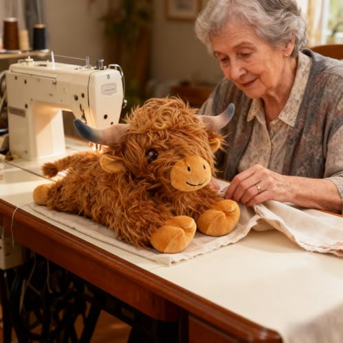 Image of JDF 5lbs Highland Cow Weighted Stuffed Animals, 22in Giant Highland Cow Gift Plush Toy, Adorable Stuffed Animal Adults & Kids Highland Cattle Plushie Pillow Decor