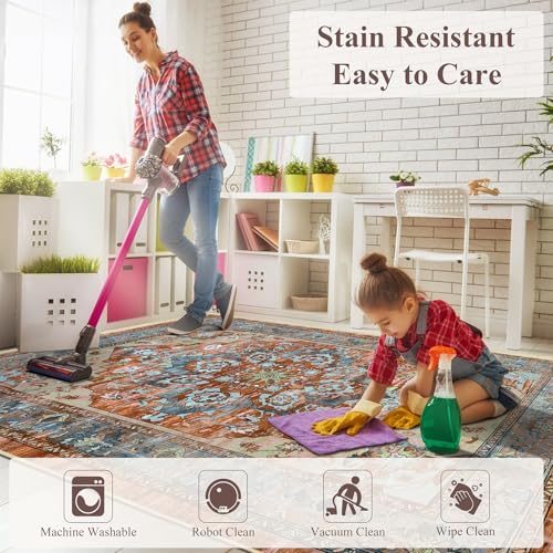 Tapete Boho Vintage 5x7 Non Slip Bsmathom miniatura 6