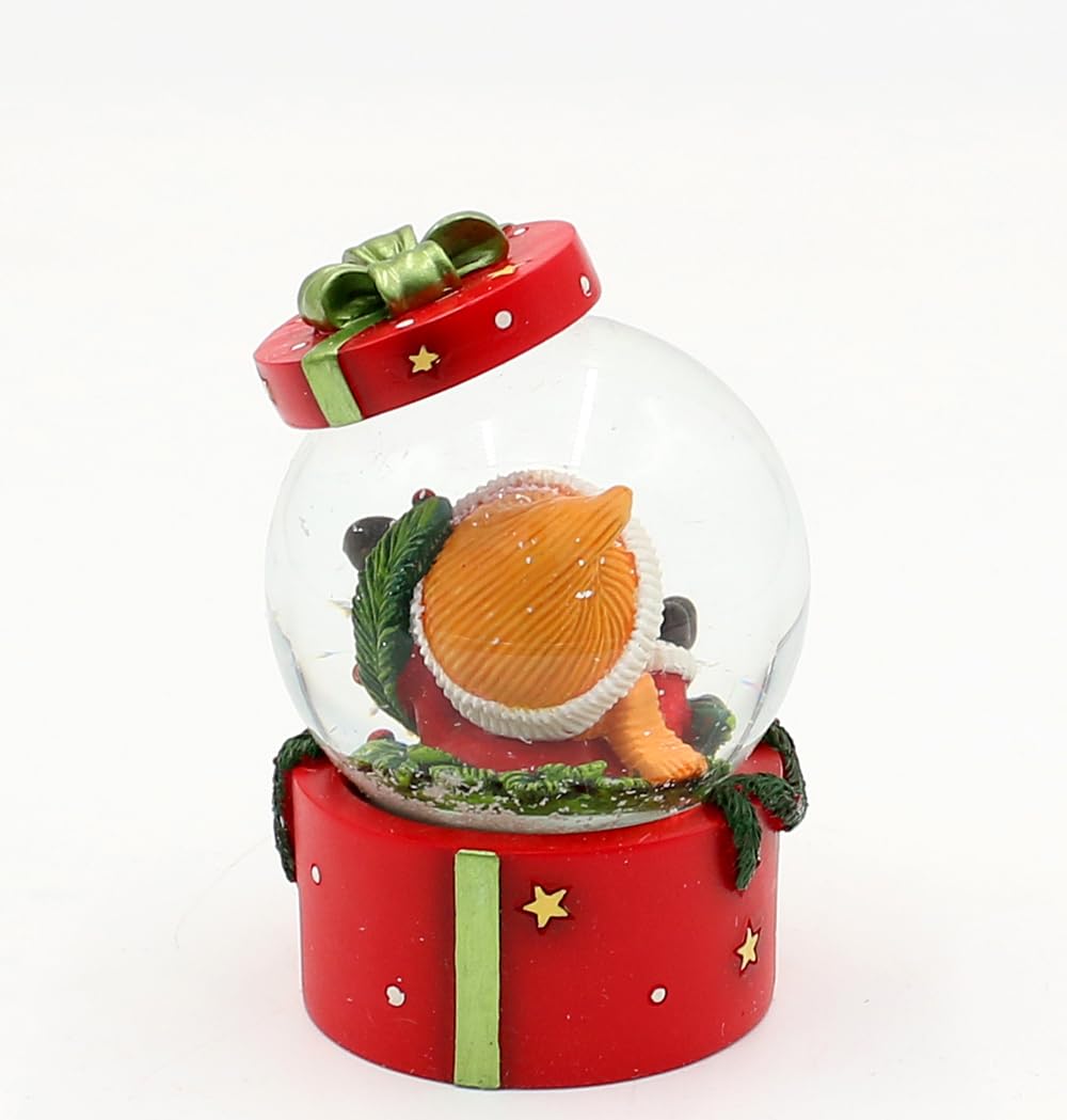 Boule à Neige Dekohelden24 - Bonhomme De Neige Avec Enfant - Décoration Noël Rouge Et Blanc - 8,5x7cm