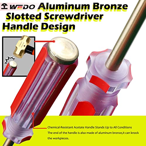 Wedo Screwdriver,Non-Sparking Slotted Screwdriver,Strike Cap Flat Head Screwdriver,Aluminum Bronze,Length 108Mm(4),Tip 3Mm,Ergonomic Handle,Die-Forge,Bam Certificate #TOP3
