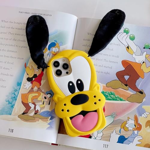 Image of Meyaar Orry Style Cute Case For Apple iPhone 14 / iPhone 13 / iPhone 15 Case, Soft Silicone Case Cover For Apple iPhone 13 / iPhone 14, iPhone 15 Case Cover (Pluto-Dog, For I Phone 13 & 14), Multicolor