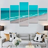 SIGNWIN 5 Panel Canvas Wall Art Aerial Beach Beach Coastal Cool Minimalism Multicolor Photography Relax/Calm for Home Decorations Ready to Hang - 60