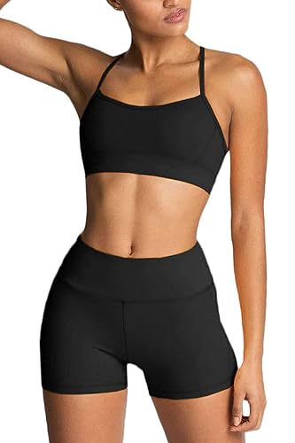 Women's Workout Sets 2 Piece Yoga Outfit High Waisted Biker