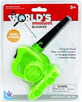 Westminster, Inc. World's Smallest Blower - Real, Working, Tiny, Dual Powered Leaf Blower, Orange, 6 in.