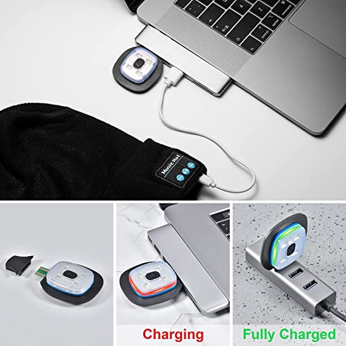 Daifferchoi Unisex Bluetooth Beanie Hat With Light, Usb Rechargeable Winter Knitted Cap With Headphones & Mic, Gifts For Men Women (Black) #TOP6