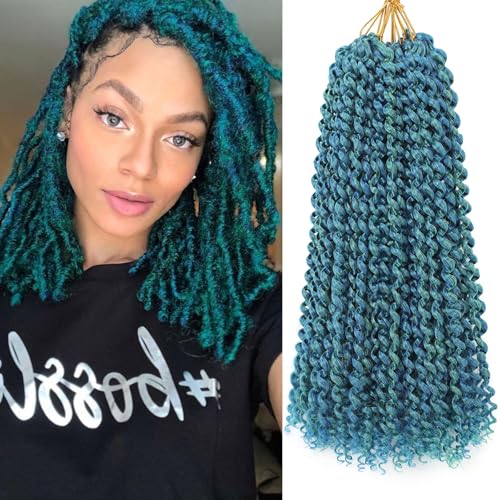 Passion Twist Hair Mixed Blue/Green Color,14 Inch...