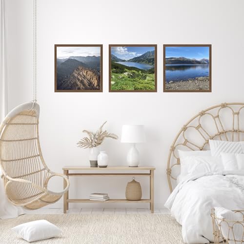 Image of JCJMY 13x13 Picture Frame Brown for Wall Hanging, Wall Mounting Horizontally or Vertically, 13 x 13 Square Wall Gallery Poster Photo Frame with Shatter Resistant Plexiglass, Brown