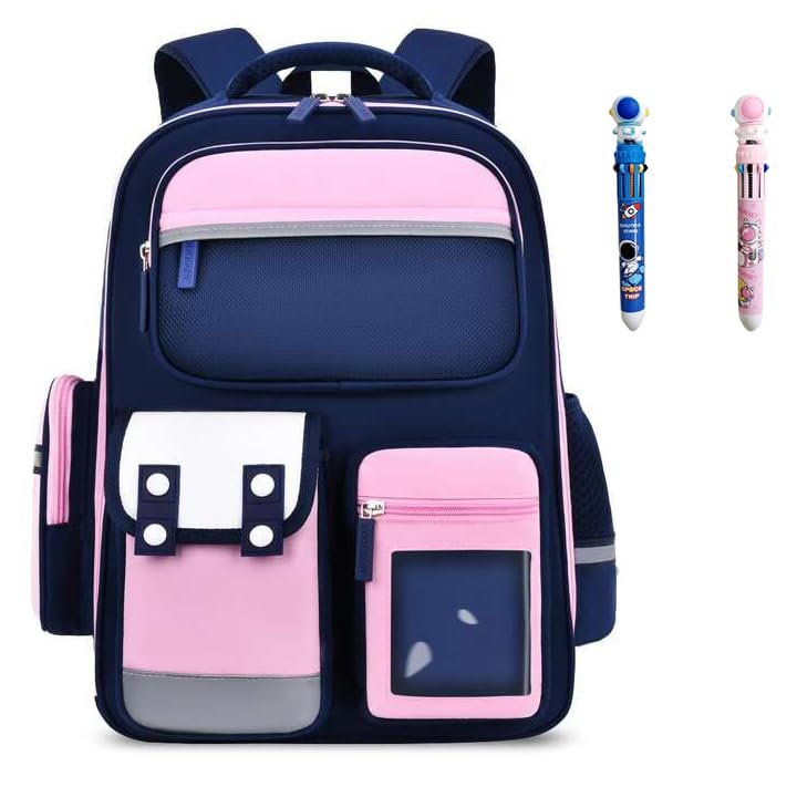 Mochila infantil escolar menino e menina refor?ada e resistente ortop?dica (Rosa com Azul)