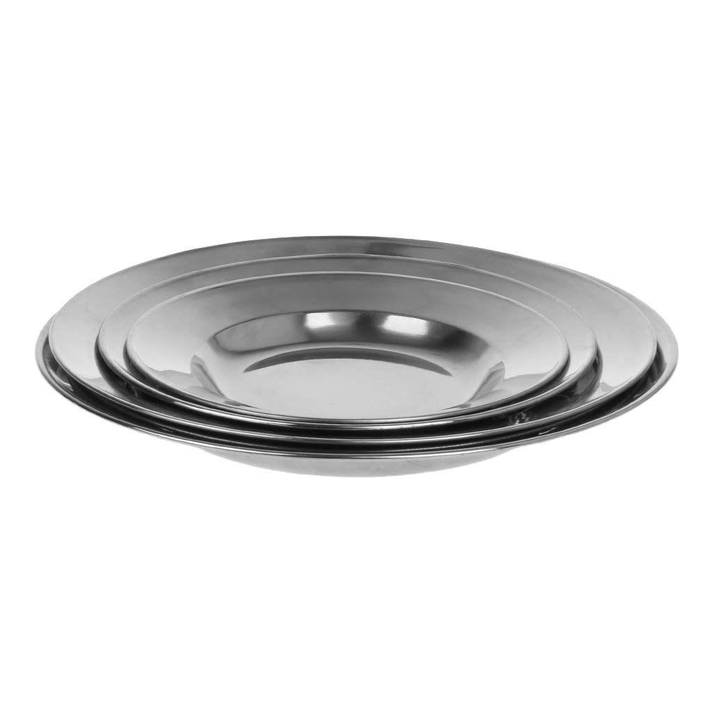 Zkbszn Tableware,Stainless Steel Round Dinner Plate Dish Tray Food Container Outdoor Camping