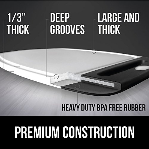 Gorilla Grip Original Oversized Cutting Board, 3 Piece, BPA Free, Dishwasher Safe, Juice Grooves, Larger Thicker Boards, Easy Grip Handle, Non Porous, Extra Large, Kitchen, Set of 3, Black