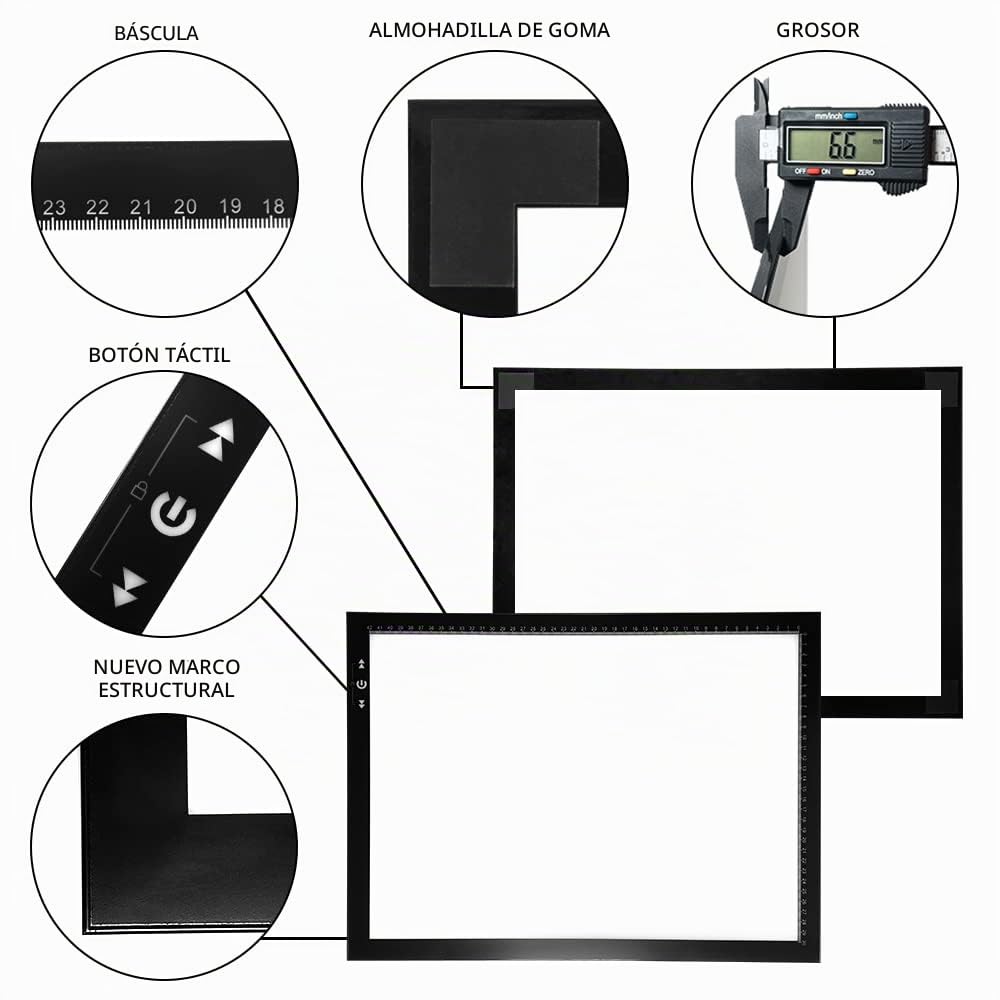 Almohadilla luminosa LED HSK A3 con brillo regulable | Para tatuajes, bocetos, animación y pintura de diamantes