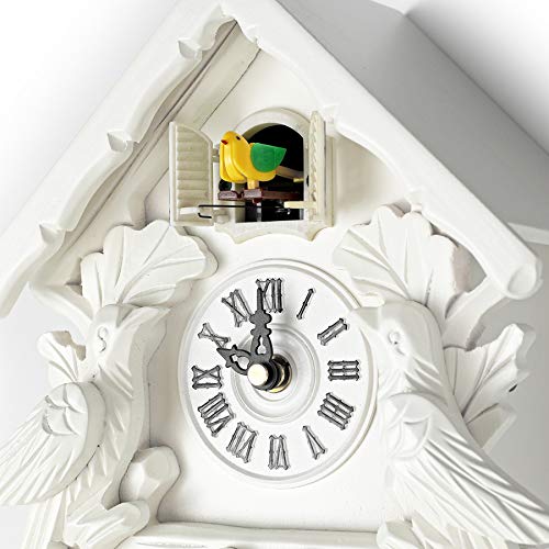 Polaris Clocks Clock with Decorations and Swinging Pendulum (White)