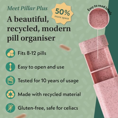 Image of Pillar Plus - Aesthetic 7 XL Day Pill Organizer | BPA-Free Wheat Straw Medicine Case | Pretty Travel & Home Tablet Vitamin Organizer | Cute Weekly Pill Box | Travel Medicine Organizer (Soft Pink)