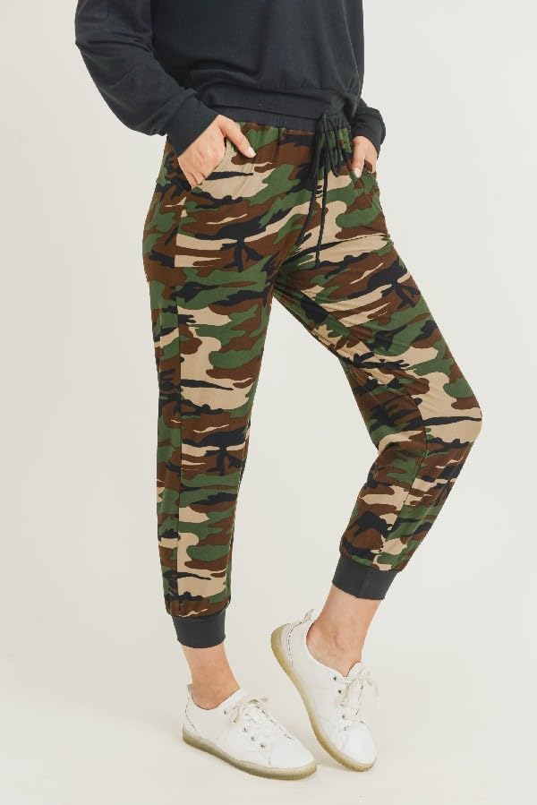 YELETE Women’s Camo Joggers, High Rise Joggers with Camouflage Print, Drawstring Waistband, Stretchy and Soft2