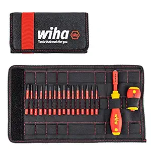 wiha 2831T18, slimVario Screwdriver and Bits Set, with Stubby in bag, VDE Insulated, (41231), 18 Pieces, SLOTTED - POZIDRIV - PHILIPS - SL/POZI - STAR - HEX