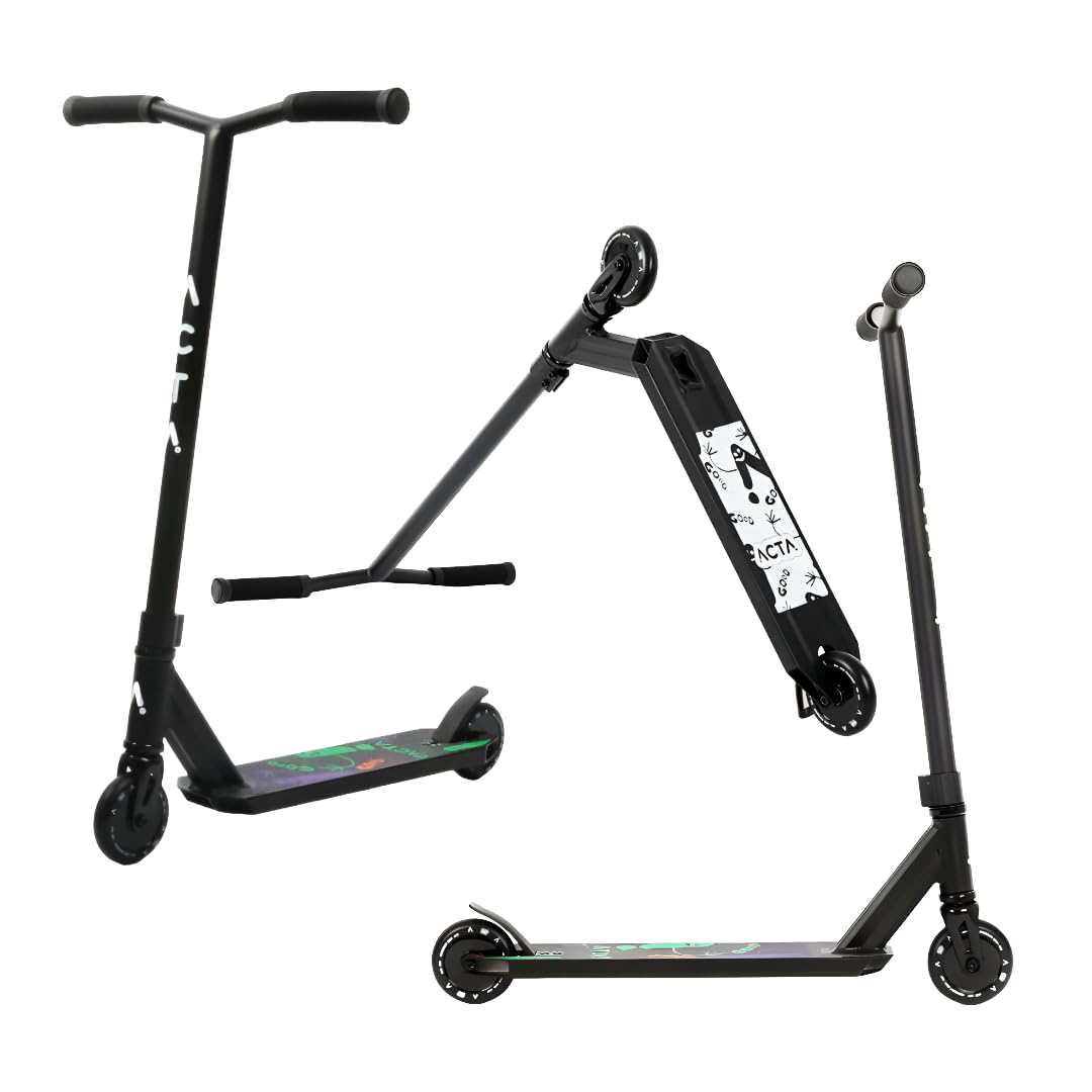 ACTA Trottinette Freestyle - Modèle KSP - Black - Adulte & Enfant +​8 Ans, Guidon Renforcé, Système de Compression HIC, Plateau Aluminium - Tricks Skatepark & Street