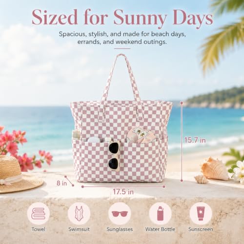 Image of LEDAOU Beach Bag Waterproof Sandproof Women Beach Tote Pool Bag with Zipper for Swim Gym Grocery Travel with Wet Pocket | Sandproof
