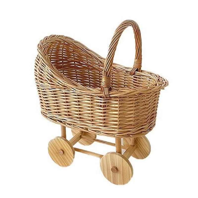 Wicker Baby Carriage for Baby Shower,Hand Woven Rattan Stroller,Wicker Baby Carriage,Wicker Stroller