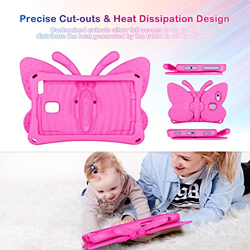 Feitenn Galaxy Tab A 8.0 Case For Kids 2019 Sm-T290 / Sm-T295, 3D Cartoon Butterfly Cover Non-Toxic Eva Kickstand Kid-Proof Shockproof Bumper Shell Girl Boy Gift For Samsung Tab A 8.0'' 2019 - Rose #TOP4