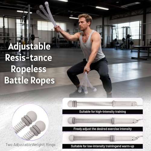 Ropeless Battle Ropes with Adjustable Weights, Portable Silent Home Workout Equipment for Full Body Toning, Fat Burning & Cardio, Strength Training Gym Equipment for Arms, Core, Butt (Grey) - Image 4