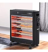Devanti Infrared Radiant Heater Electric Space Panel Heater Convection Heat Portable w/Wheels The...