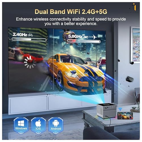 Image of XNANO Netflix Licensed 4K Projector with WiFi 6 & Bluetooth 5.0 | 300 ANSI Brightness, 8K Decode, Dolby Audio, Electric Focus, 4D /4P Keystone, RGB Lights | Home & Outdoor Smart Projector