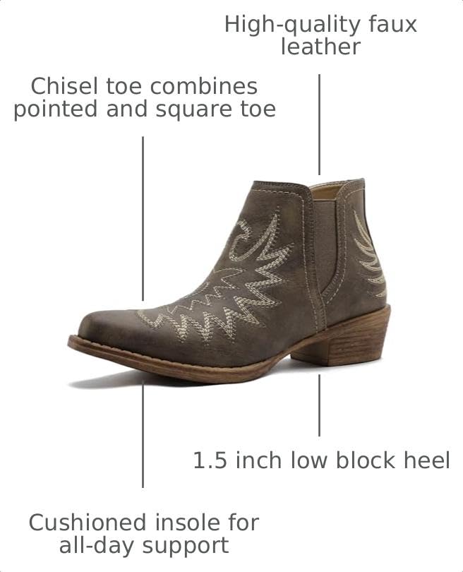 Image of GLOBALWIN Women's Cowgirl Boots Pull On Ankle Booties
