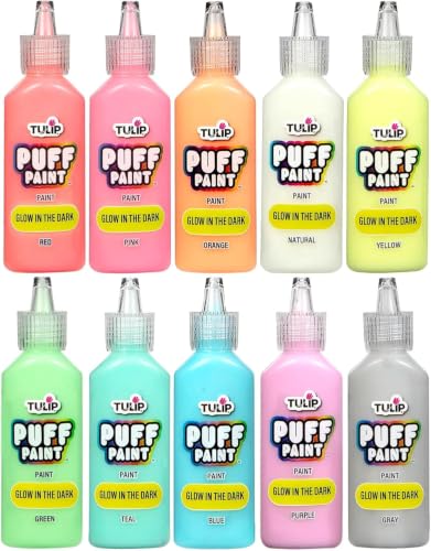 TULIP Puff Paint, Glow-in-the-Dark Fabric Paint, 0.75 oz, 10 Pack