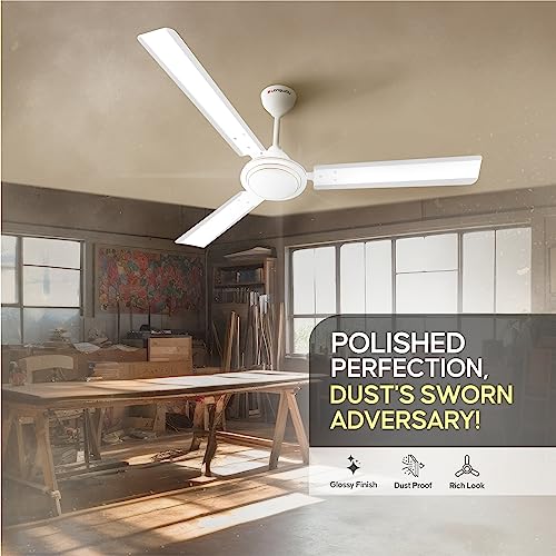 Image of LONGWAY Nexa P2 1200 mm /48 inch Ultra High Speed 3 Blade Anti-Dust Decorative Star Rated Ceiling Fan 2 Years Warranty (White, Pack of 2)