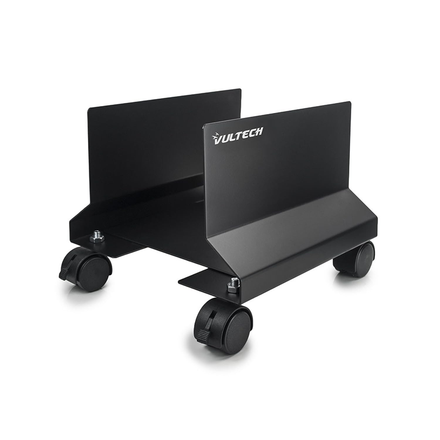 VulTech CP-01 Carrello Porta PC in Metallo, Supporto PC regolabile, 4 Ruote con freno, fino a 50kg di peso, Colore Nero