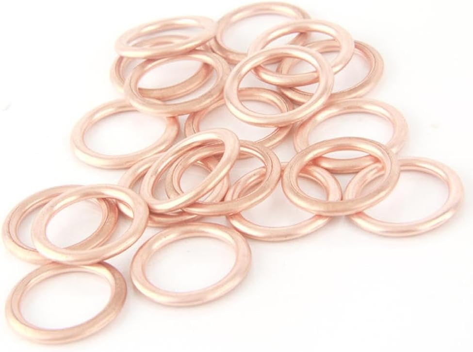 M14 Car Oil Pan Drain Plug Gasket Replacement Aluminum Copper Drainage Bolt Pad Compatible with Various Vehicles Engine Oil Drain Plug Seals(36pcsCopper)