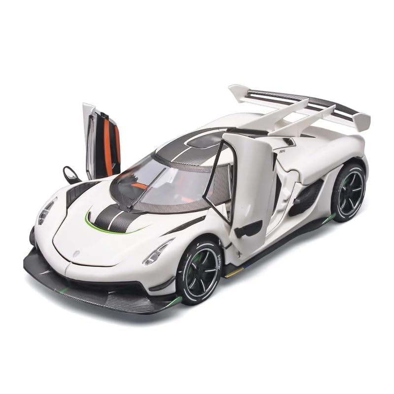 Image of 1:24 Koenigseggg Jesko Sport Alloy Metal Pull Back Die-cast Car Openable 2 Doors and Light Music Toy Car for Kids (1:24 Koenigseggg - White)