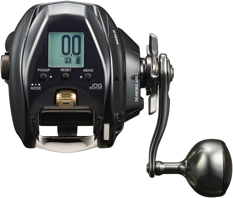 Daiwa Seaborg 400J Electric Reel, front view with display