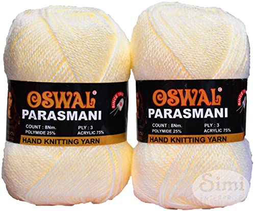 Image of OSWAL 3 Ply Knitting Yarn Wool, Cream 500 GMS Best Used with Knitting Needles, Crochet Needles Wool Yarn for Knitting.-JC Art-EFI