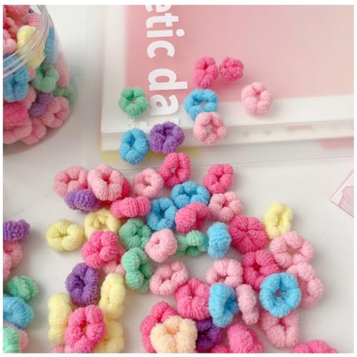 Image of 500PCS Small Baby Hair Ties,Cotton Toddler Hair Ties for Girls, Kids Seamless Hair Bands,Girls Elastic Ponytail Holders,Multicolor