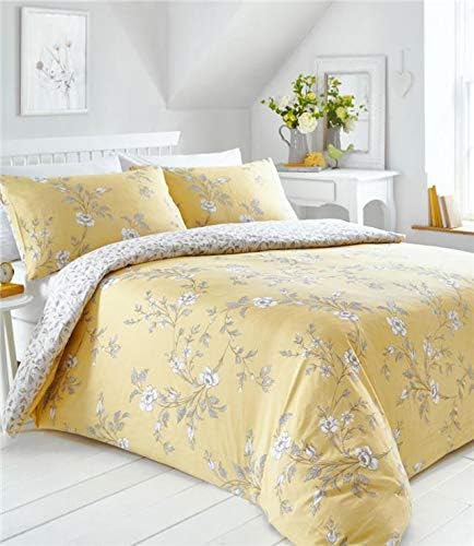 Homemaker Country cottage bedding floral design pretty quilt cover duvet sets (Yellow,Super King)