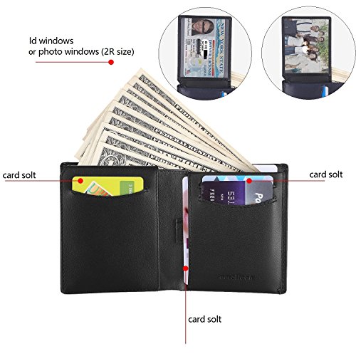 Bifold Trifold Leather RFID Mens Wallet with ID Window & Coin Pockets4