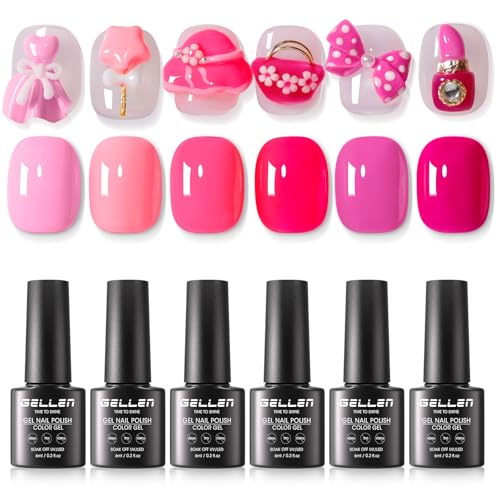 Set de esmaltes de gel Gellen 6 colores Velvet Rose miniatura 1