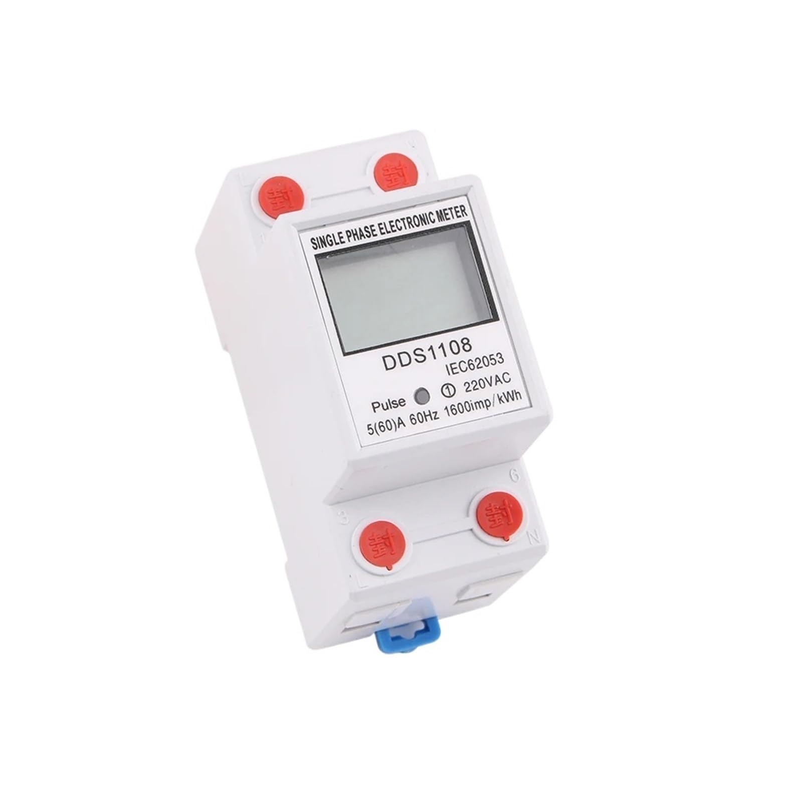 1 x licznik energii elektrycznej 2P cyfrowy wyświetlacz LCD jednofazowy na szynie DIN zainstalować 2-przewodowy licznik energii elektrycznej watomierz mocy AC230V60Hz (5-60A)