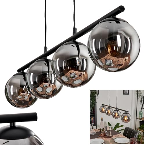 Lámpara de diseño retro Gastor en cristal ahumado y metal negro para proyectos decorativos