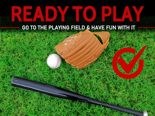 Image of Softball Baseball Bat Set with Glove and Balls - 25 Inch /63cm Aluminum Bat for Pickup Games and Batting Practice