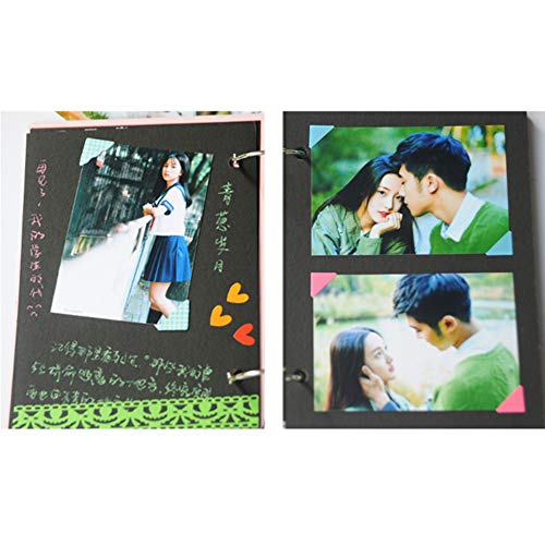 Álbum de recortes para fotos, álbum de fotos DIY con cubierta de madera y 30 páginas negras, ideal como libro de visitas, libro de recuerdos o regalo para San Valentín, aniversario, Día de la Madre o cumpleaños, tamaño 6 x 4 pulgadas (12 x 16 cm) miniatura 4