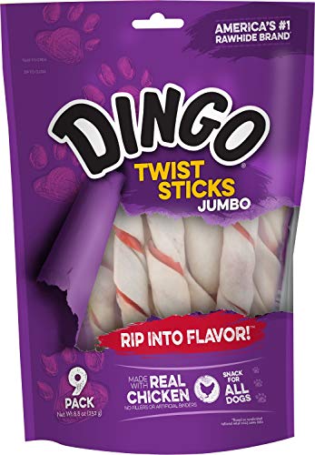 Dingo-Twist-Sticks-Rawhide-for-Dogs-Made-with-Real-Chicken-9-Count Dingo Twist Sticks Rawhide for Dogs Made with Real Chicken 9 Count