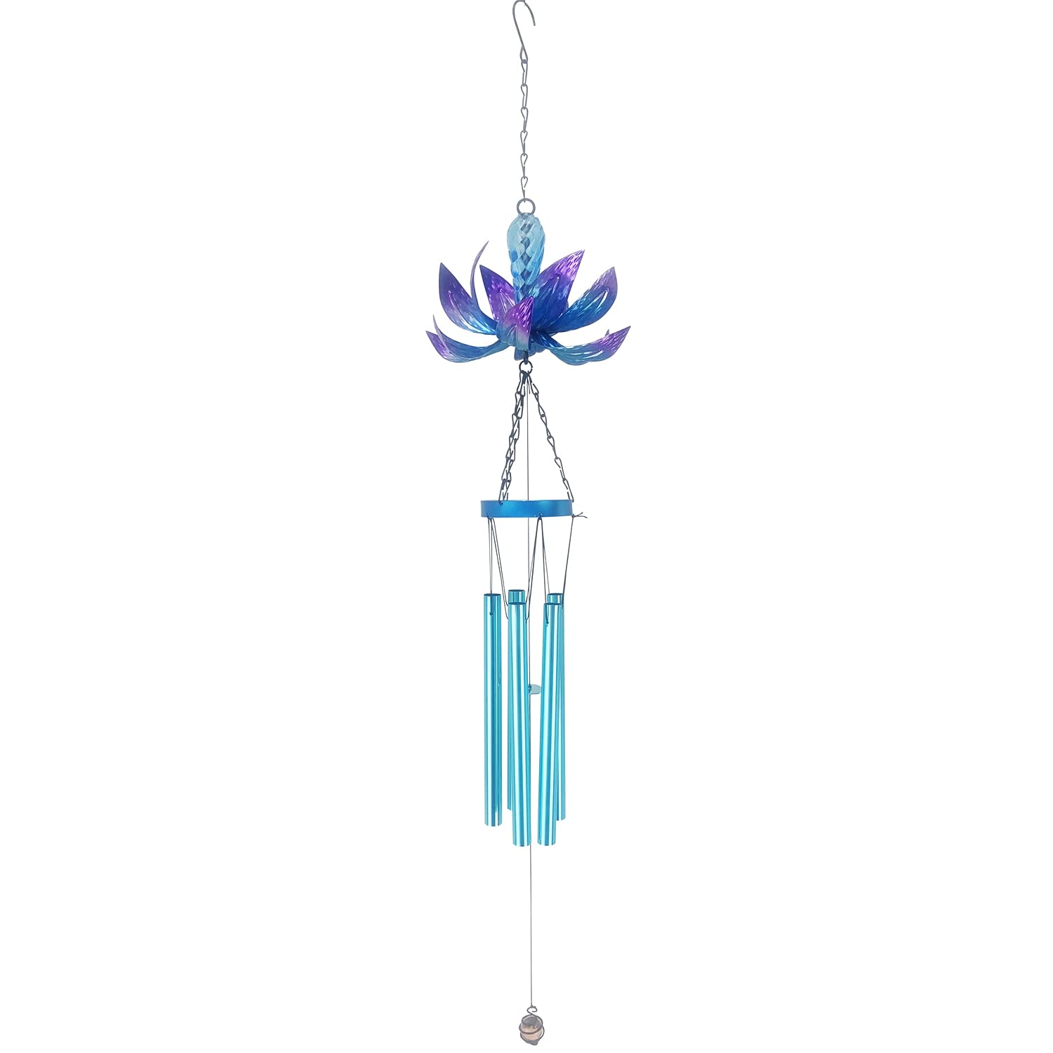 Red Carpet Studios Double Spinner Garden Chime, 38-Inch, Blue Flower