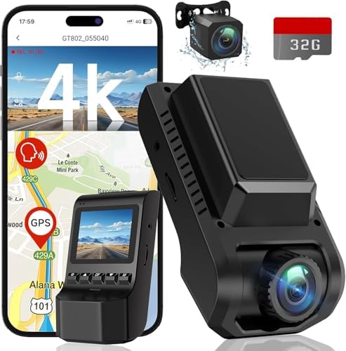 Dash Cam Front and Rear, 4K Ultra HD+1080P Dash Camera for Cars, ...